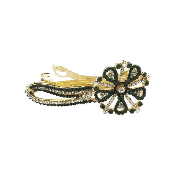 Apurva Pearls Green Austrian Stone Barrette Hair Clip - 1505236C