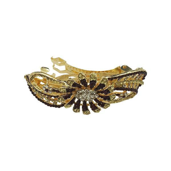 Apurva Pearls Maroon Austrian Stone Barrette Hair Clip - 1505237A