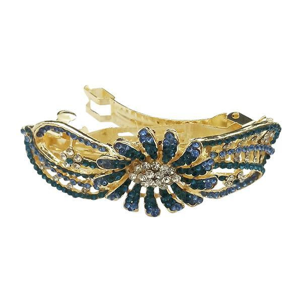 Apurva Pearls Blue Austrian Stone Barrette Hair Clip - 1505237C