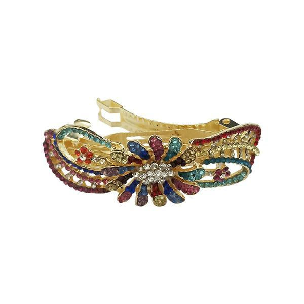 Apurva Pearls Multicolor Austrian Stone Barrette Hair Clip - 1505237G