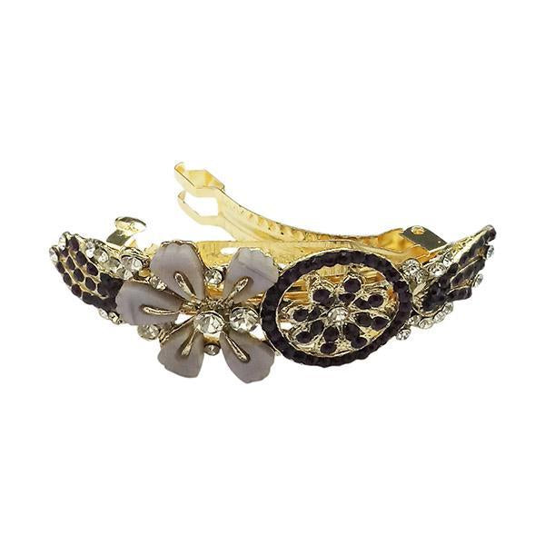 Apurva Pearls Austrian Stone Floral Barrette Hair Clip - 1505238D