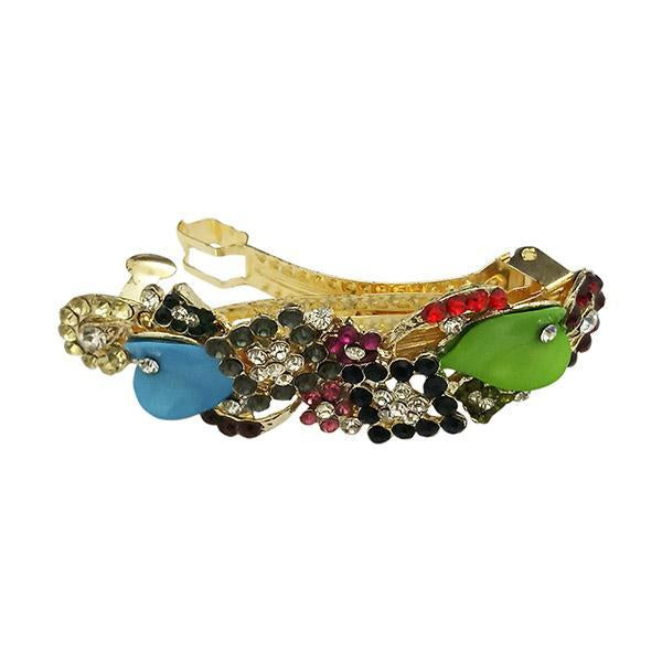 Apurva Pearls Multicolor Austrian Stone Barrette Hair Clip - 1505246