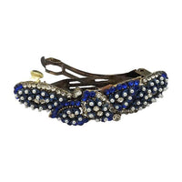 Apurva Pearls White Pearl Blue Austrian Stone Barrette Hair Clip - 1505247C