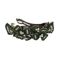 Apurva Pearls Green Austrian Stone Barrette Hair Clip - 1505248A