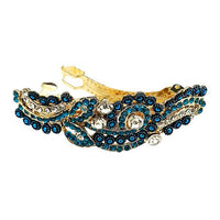 Apurva Pearls Blue Austrian Stone Barrette Hair Clip - 1505249A