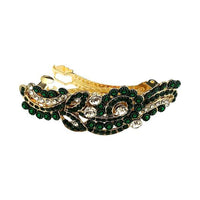 Apurva Pearls Green Austrian Stone Barrette Hair Clip - 1505249D