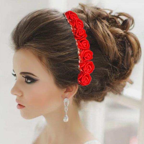 Tip Top Fashions Red Floral Hair Brooch - 1505301A