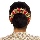 Apurva Pearls Red Floral Hair Brooch - 1505304D