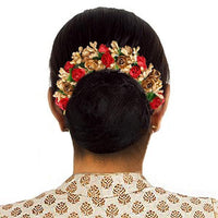 Apurva Pearls Red Floral Hair Brooch - 1505304D