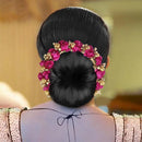 Apurva Pearls Pink Floral Hair Brooch - 1505401A