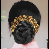 Apurva Pearls Gold Rose Hair Brooch - 1505401D