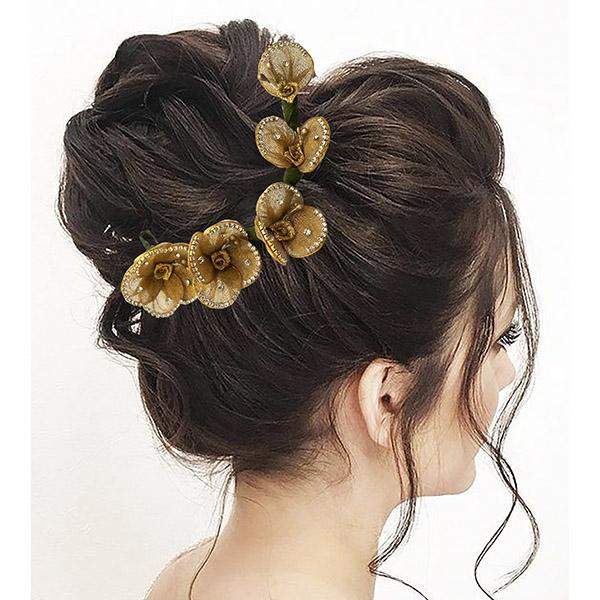 Apurva Pearls Austrian Stone Brown Floral Hair Brooch - 1505402A