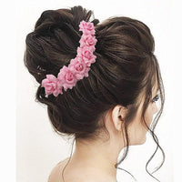 Apurva Pearls Pink Floral Hair Brooch - 1505403A