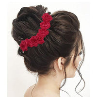 Apurva Pearls Red Floral Hair Brooch - 1505403D