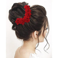 Apurva Pearls Red Floral Hair Brooch - 1505403E