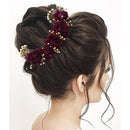 Apurva Pearls Maroon Floral Hair Brooch - 1505405A