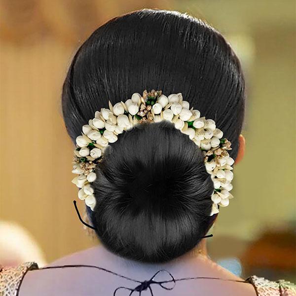 Apurva Pearls White Floral Hair Brooch - 1505407B