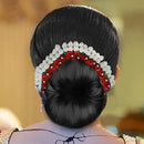 Apurva Pearls Red Floral Hair Brooch - 1505408A