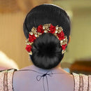 Apurva Pearls Red Floral Hair Brooch - 1505409A