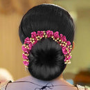 Apurva Pearls Pink Floral Hair Brooch - 1505419B