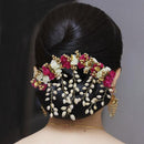 Apurva Pearls Pink Pearl Floral Hair Brooch - 1505422B