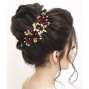 Apurva Pearls Maroon Floral Hair Brooch - 1505426B