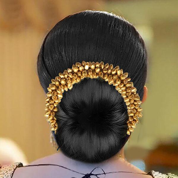 Apurva Pearls Gold Floral Hair Brooch - 1505427