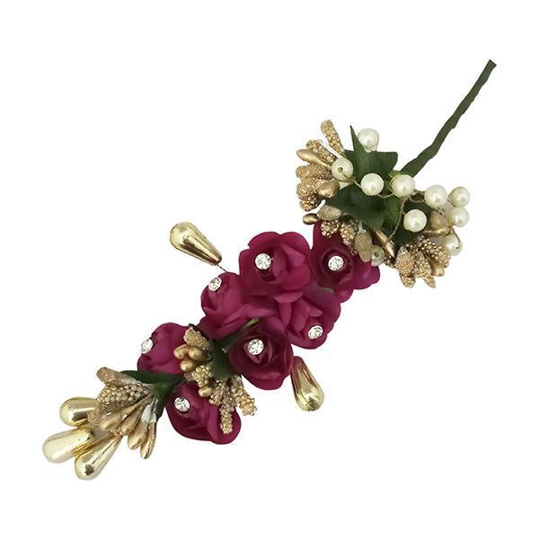Apurva Pearls Purple Floral Pearls Design Hair Brooch