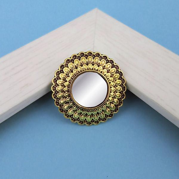 Jeweljunk Antique Gold Plated Mirror Adjustable Finger Ring - 1505507A