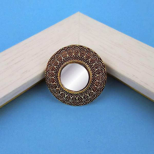 Jeweljunk Antique Gold Plated Mirror Adjustable Finger Ring - 1505510A