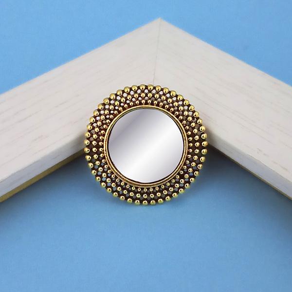 Jeweljunk Antique Gold Plated Mirror Adjustable Finger Ring - 1505511A