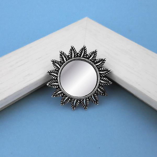 Jeweljunk Oxidised Plated Mirror Adjustable Finger Ring - 1505512B