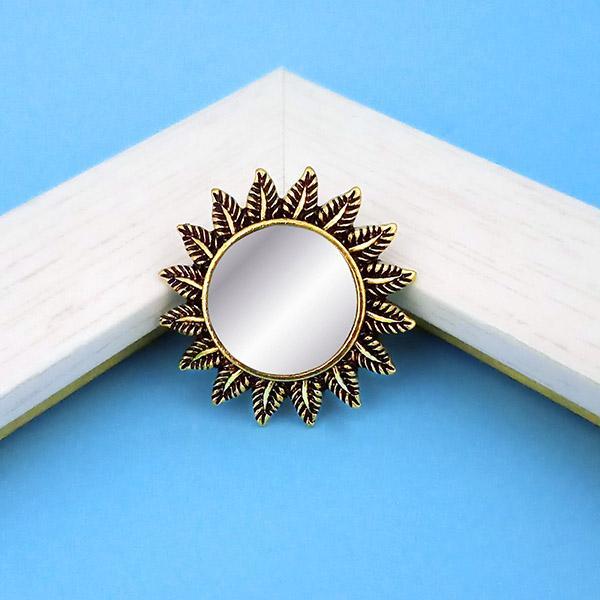 Jeweljunk Antique Gold Plated Mirror Adjustable Finger Ring - 1505513A