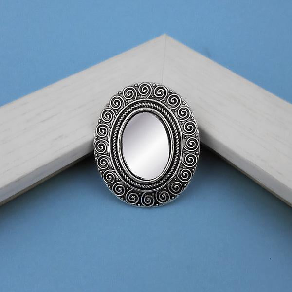 Jeweljunk Oxidised Plated Mirror Adjustable Finger Ring - 1505514B