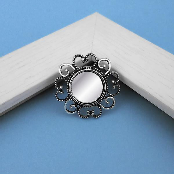 Jeweljunk Oxidised Plated Mirror Adjustable Finger Ring - 1505516B