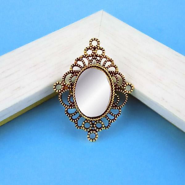 Jeweljunk Antique Gold Plated Mirror Adjustable Finger Ring - 1505517A