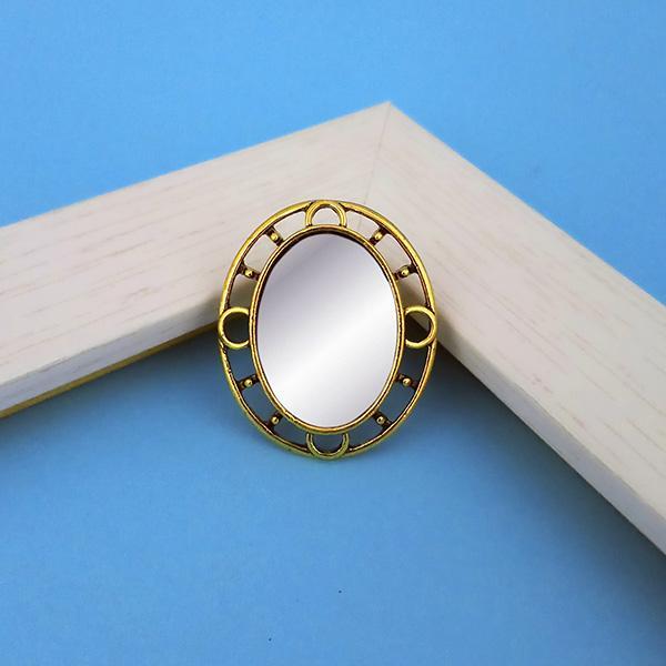 Jeweljunk Antique Gold Plated Mirror Adjustable Finger Ring - 1505519A