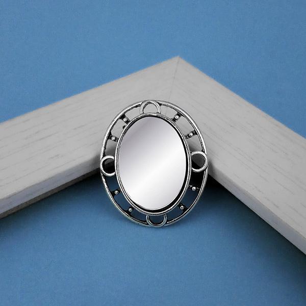 Jeweljunk Oxidised Plated Mirror Adjustable Finger Ring - 1505519B