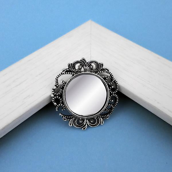 Jeweljunk Oxidised Plated Mirror Adjustable Finger Ring - 1505521B