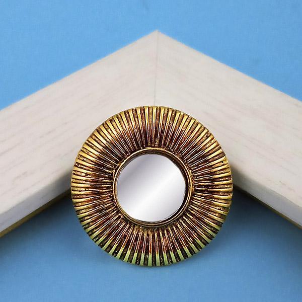 Jeweljunk Antique Gold Plated Mirror Adjustable Finger Ring - 1505522A