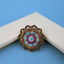 Jeweljunk Antique Gold Plated Multicolor Adjustable Finger Ring - 1505533