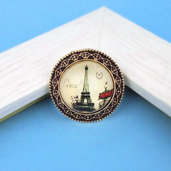 Tip Top Fashions Antique Gold Plated Paris Design Adjustable Finger Ring - 1505546