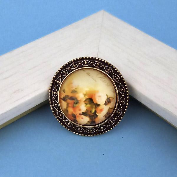 Jeweljunk Antique Gold Plated Floral Adjustable Finger Ring - 1505558
