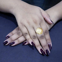 Kriaa Gold Plated Round Shaped Adjustable Finger Ring