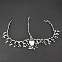 Jeweljunk White Oxidised Silver Plated Navratri Special Maang Tikka -1505665