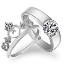 Urbana Rhodium Plated Solitaire Couple Ring Set With Crystal Stone-1506331