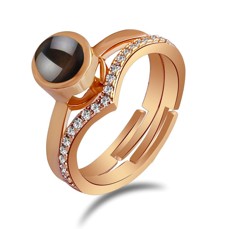 Urbana Rose Gold Plated  Adjustable Ring Reflecting I love you In 100 Languages-1506342A-1506342A