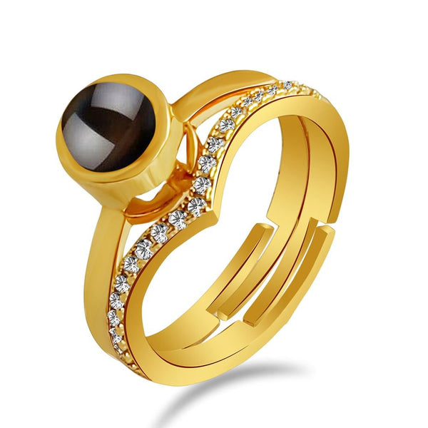 Urbana Gold Plated  Adjustable Ring Reflecting I love you In 100 Languages-1506342B-1506342B