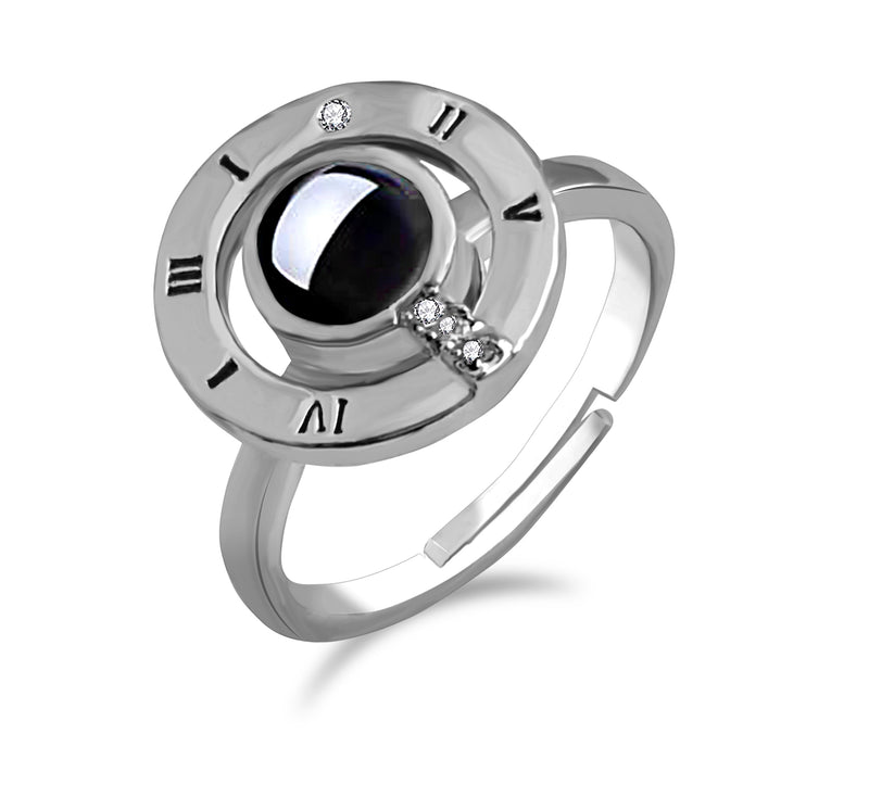 Urbana Silver Plated Single  Adjustable Ring  reflecting I love you In 100 Languages-1506344