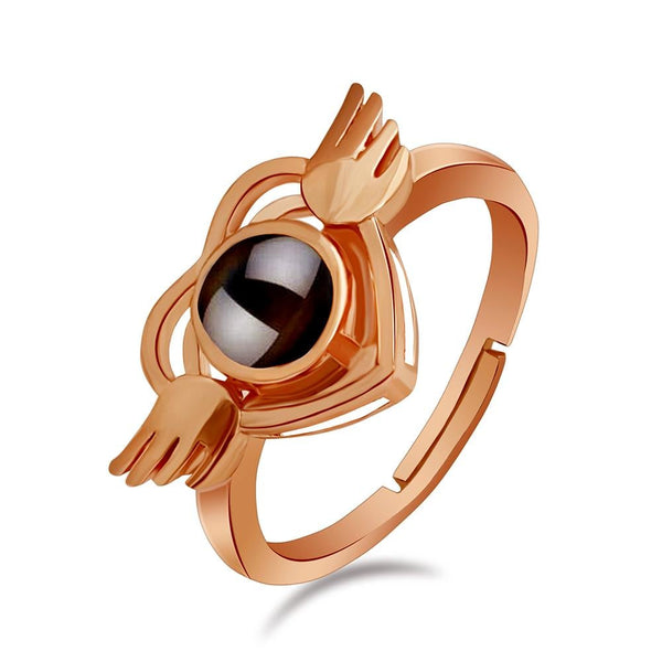 Urbana Rose Gold Plated single Adjustable Ring Reflecting I love you In 100 Languages-1506348A-1506348A